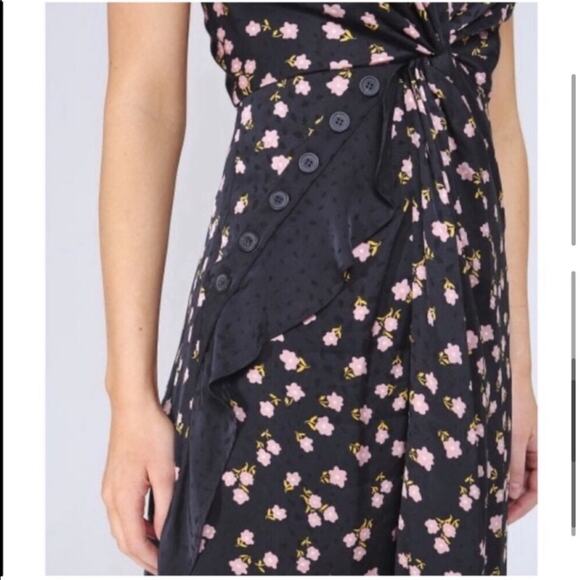 Self-Portrait Twisted Floral-Print Satin-Jacquard Maxi Dress - Picture 3 of 12